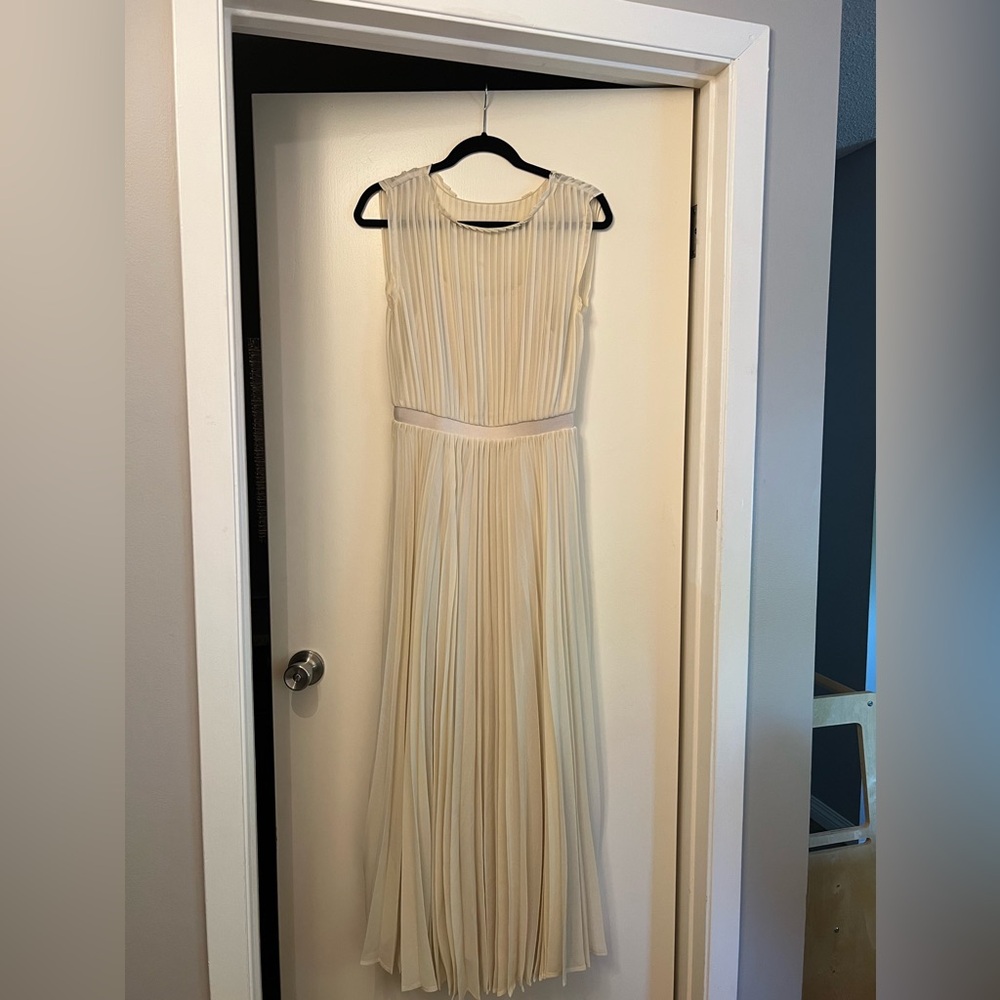 LIKE NEW! Bordeaux Chiffon Pleated Maxi Dress (from Anthropologie)